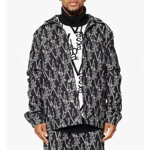 Valabasas V-Ink Black White Denim Jacket XL NEW Bold Graphic Streetwear Trucker